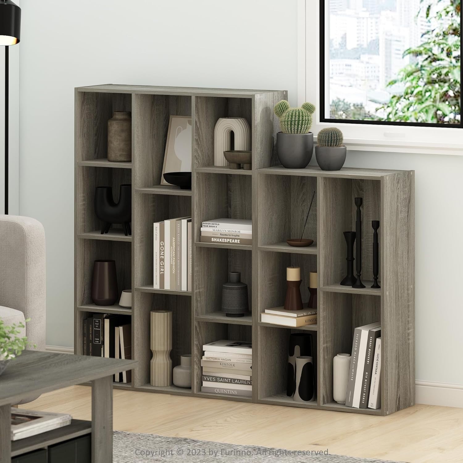 5 Cube Bookcase Storage Open Shelf Compact Organizer Bookshelf Display Oak