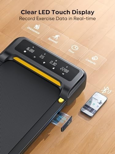 Foldable 2-in-1 Walking Pad Treadmill 9% Incline Bluetooth Home Gym