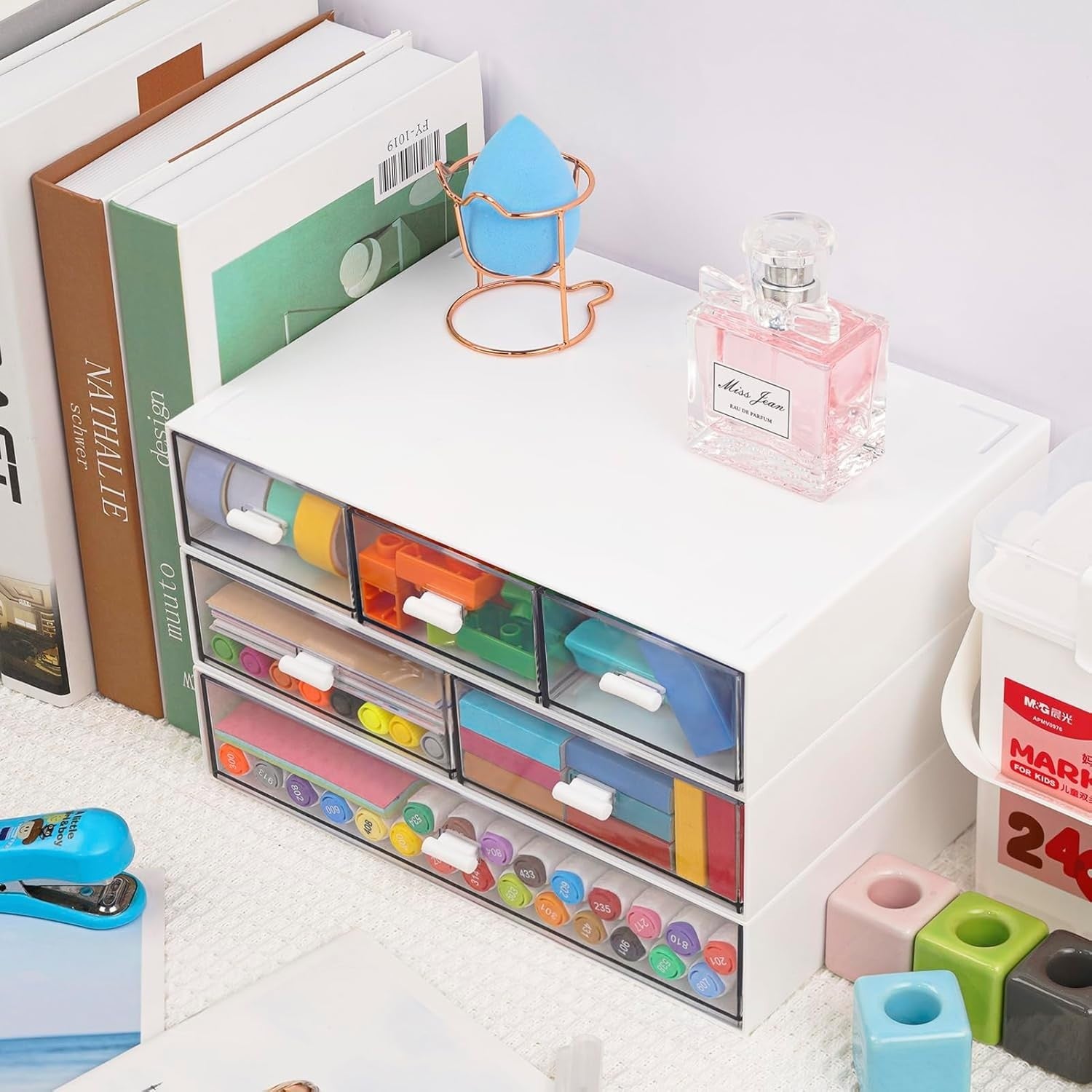 3 Tier Desk Organizer 6 Drawers Stackable Desktop Storage Box Office Home
