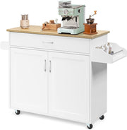 116cm Kitchen Trolley Cart w Drawer Cabinet