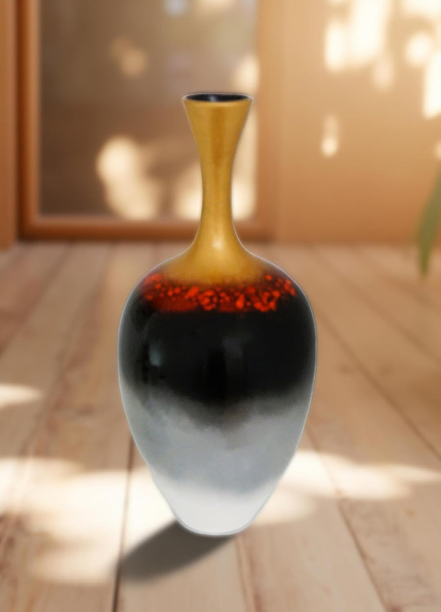 Luxury Gradient Ceramic Vase 45cm Gold Ombre Narrow Neck Home Decor