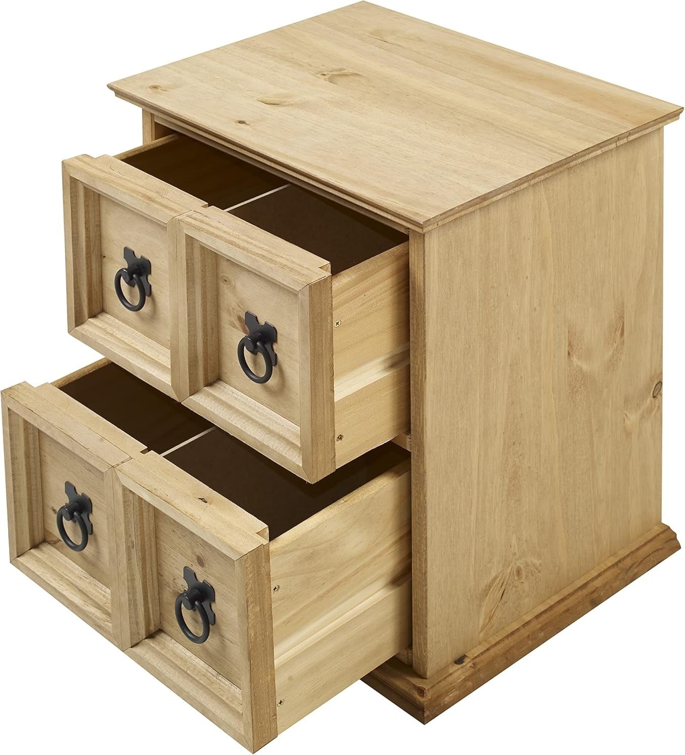 Solid Pine CD Storage Tower 2x2 Cabinet Side Table Wax Finish Wood
