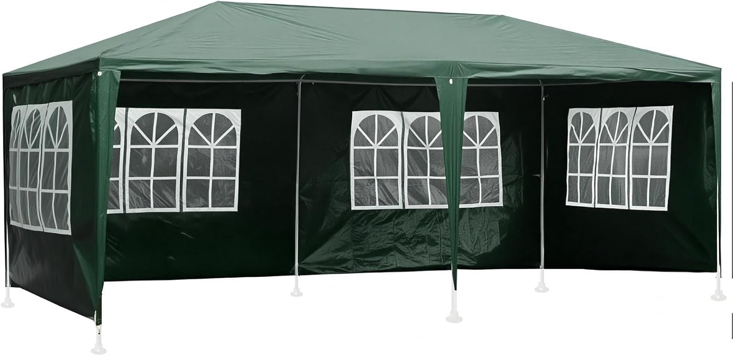 6x3M Green Outdoor Garden Marquee Waterproof PE Party Tent with Sidewalls
