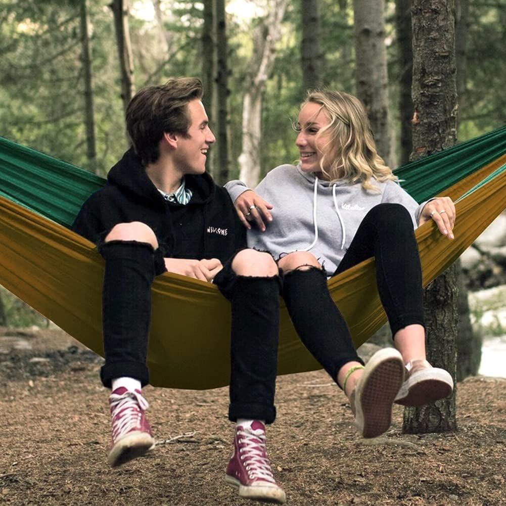 Lightweight Portable Double Camping Hammock with Heavy-Duty Straps, Fits 2