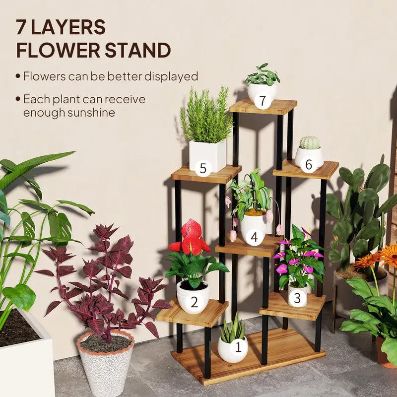 7-Tier Corner Plant Stand – Tall Indoor/Outdoor Tiered Display Rack