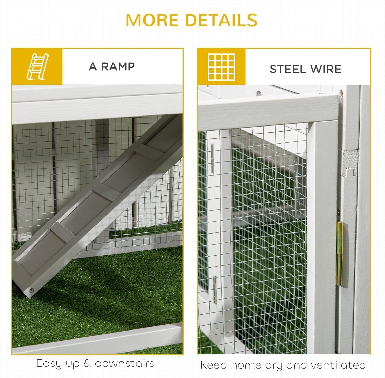 Large Outdoor Rabbit Hutch with Run Wooden Cage Easy Clean Weatherproof