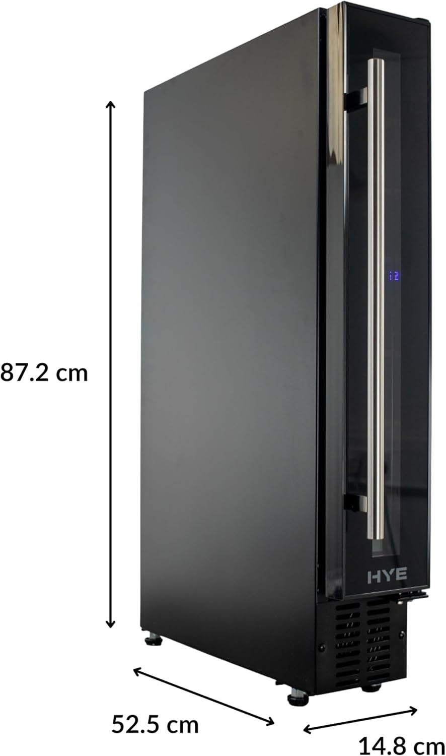 Slim Wine Cooler Fridge 7 Bottle Glass Door Quiet LED Home Bar Storage