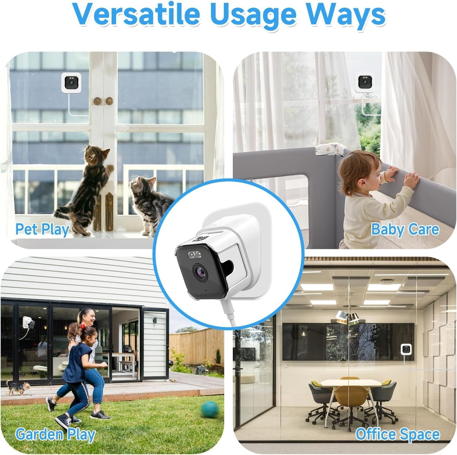 2K Window Security Camera 24/7 Recording Motion Detection Dual WiFi