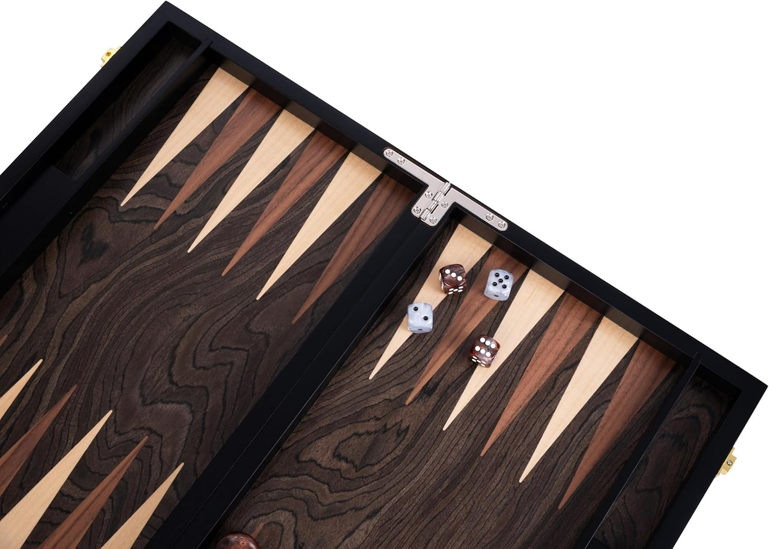 Deluxe 18in Wooden Backgammon Set Folding Luxury Board Game Travel Case