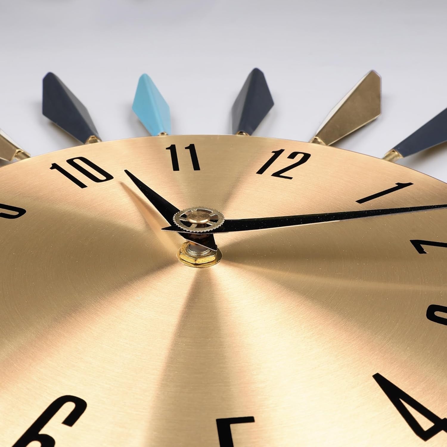 Large Metal Sunburst Wall Clock 56cm Modern Silent Decor Living Room Art