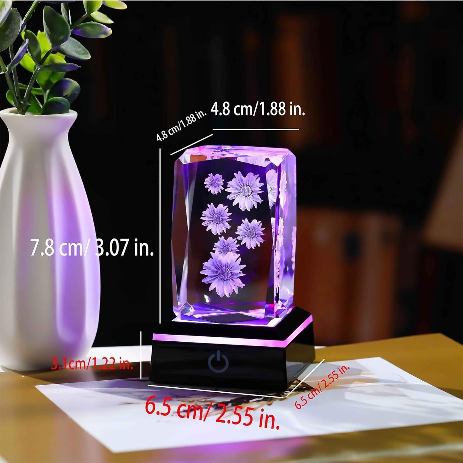3D Crystal Sunflower LED Ornament Gift – Colour Changing Light Display Keepsake