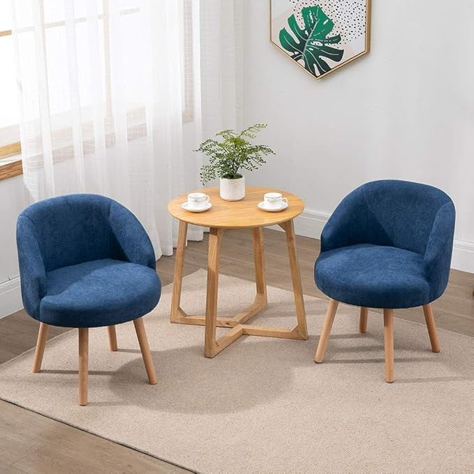 Set of 2 Blue Accent Tub Chairs Small Lounge Sofa Upholstered Fabric