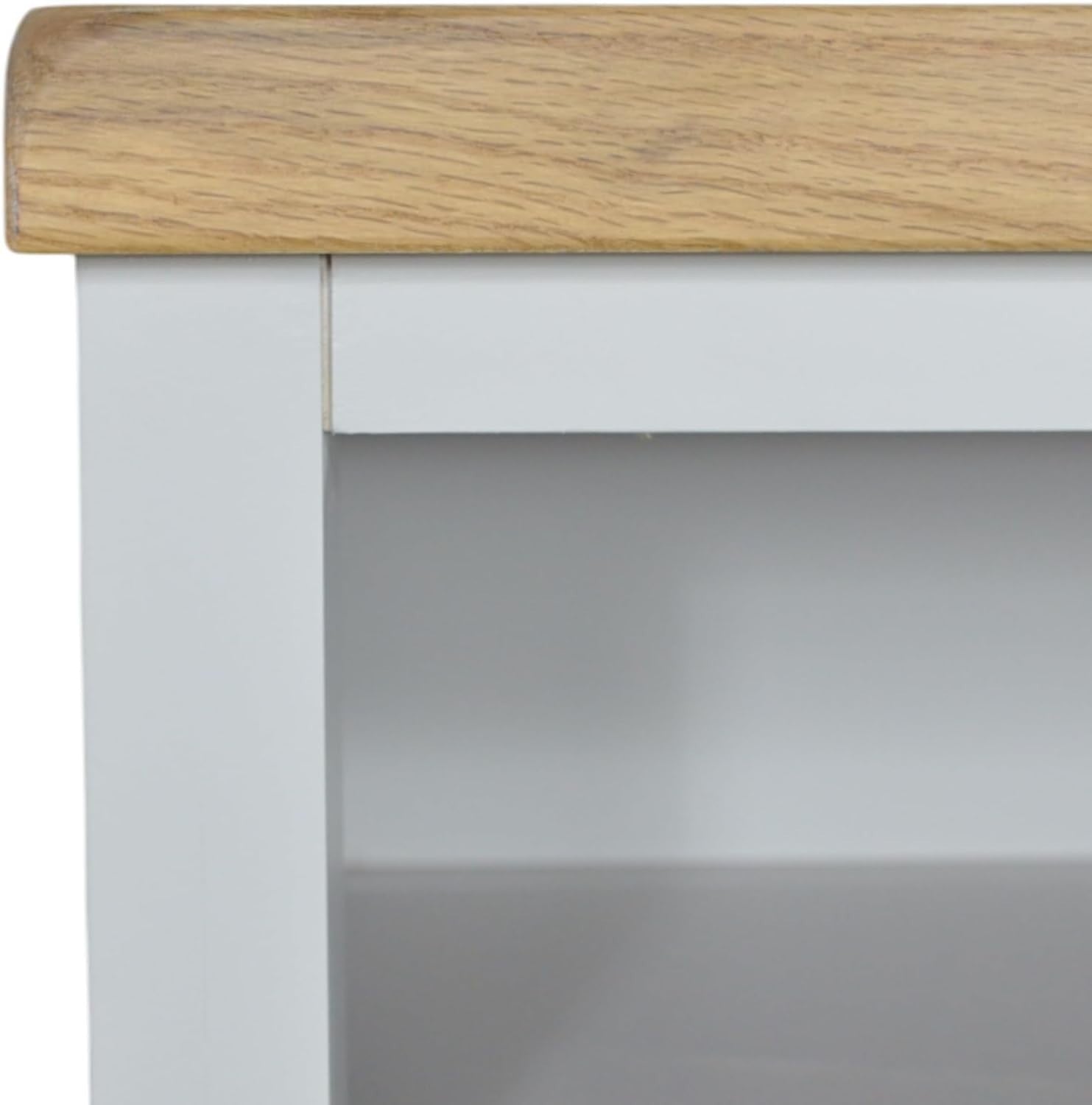 Painted Shoe Storage Cabinet with Oak Top Grey Hallway Cupboard 64x35x88cm