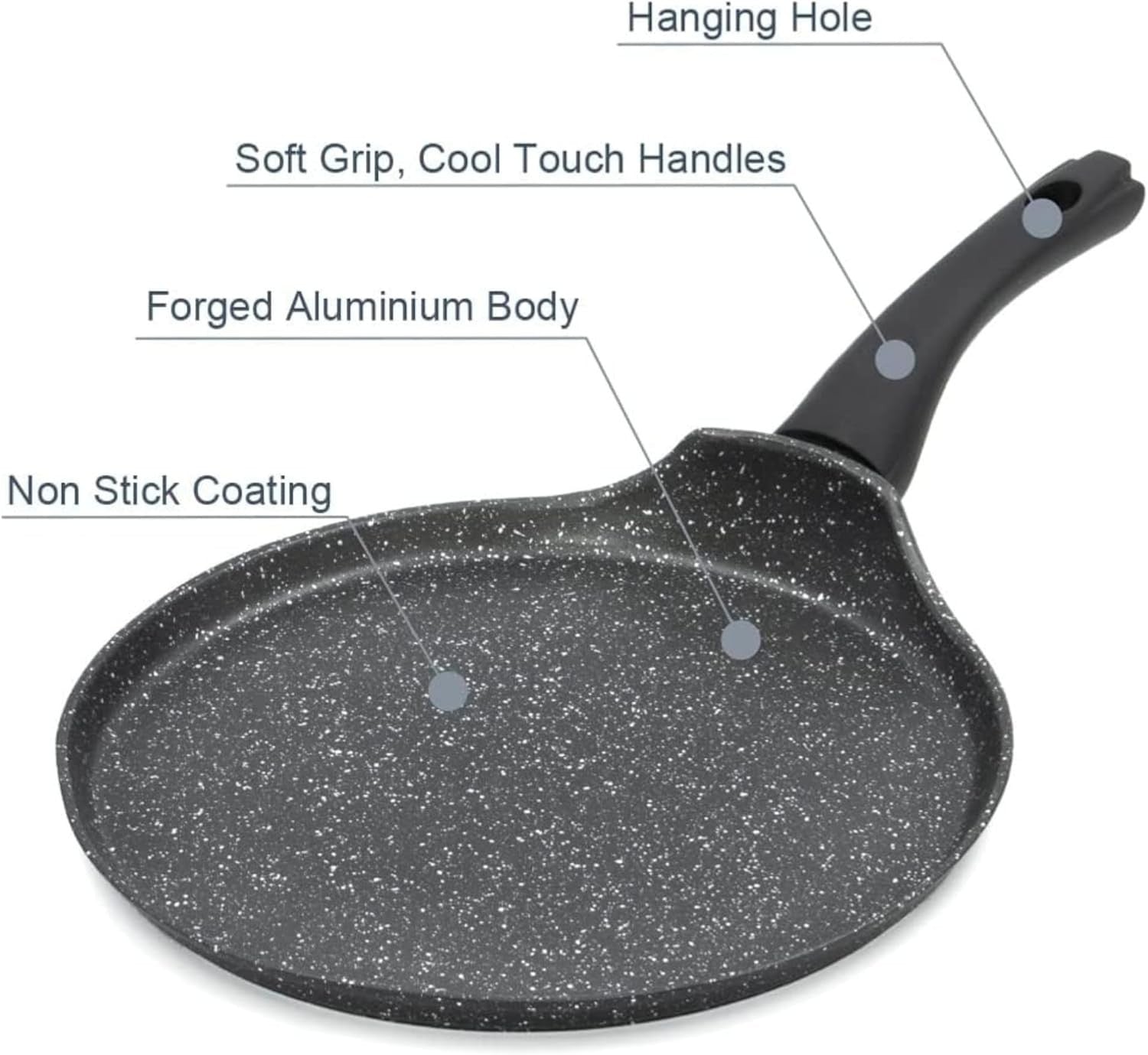 30cm Non-Stick Crepe & Pancake Pan Induction Gas Electric Tawa Cool-Touch Handle