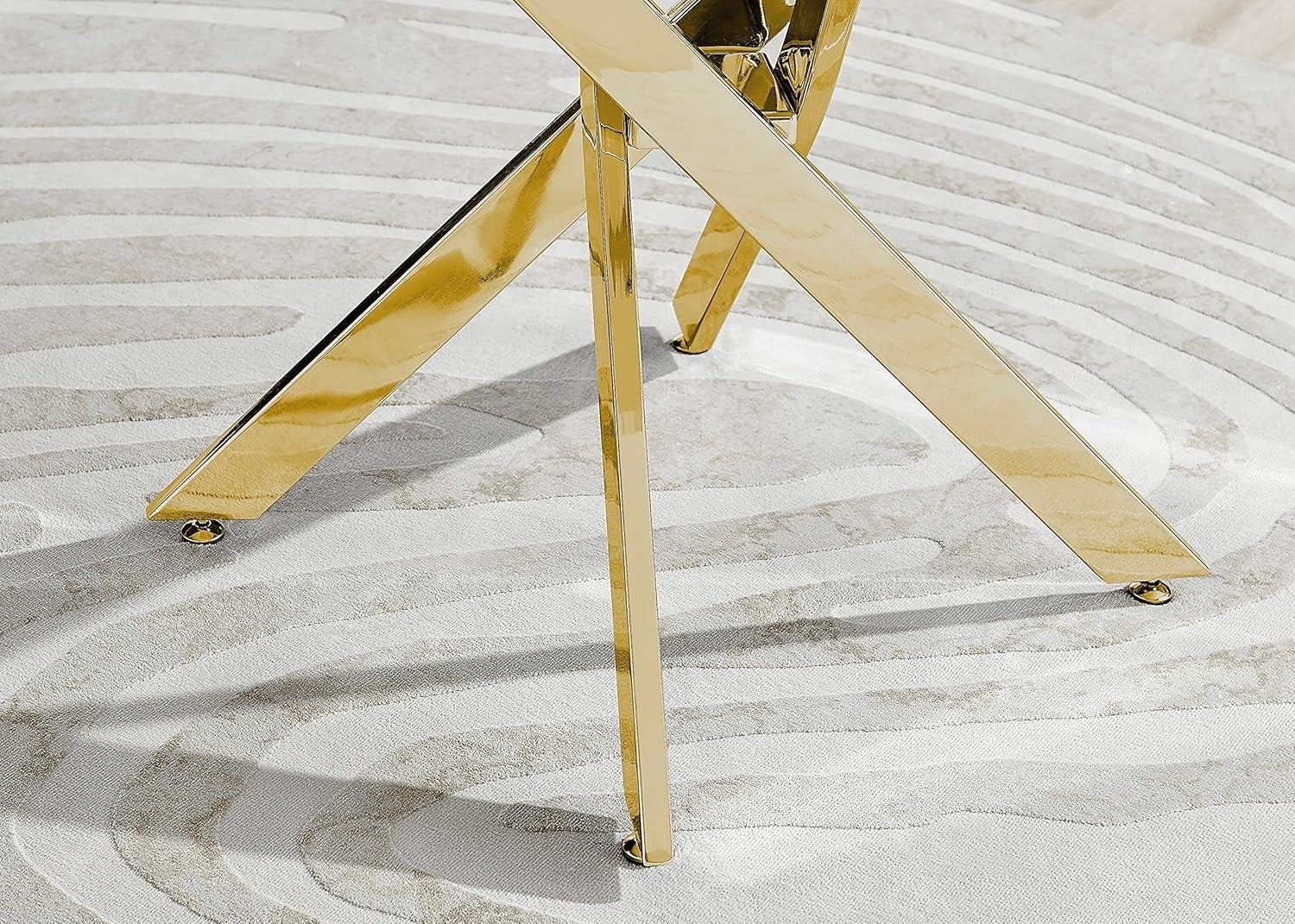 Marble Dining Table 100cm Round Gloss White Top with Black Metal Legs