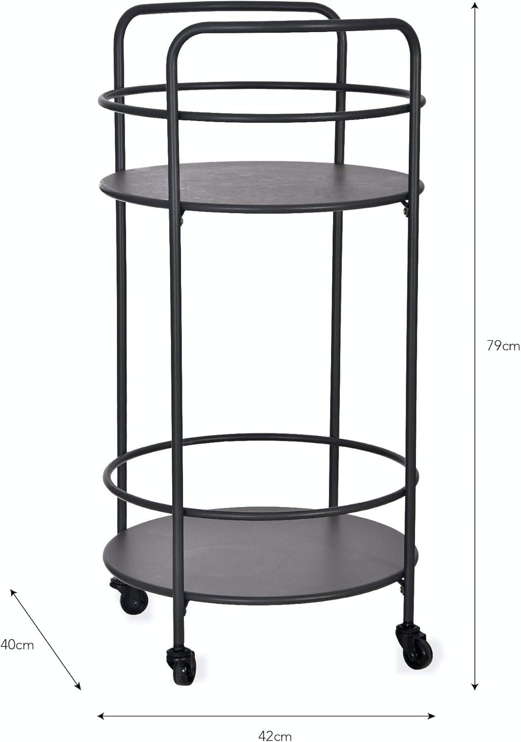 Round Drinks Trolley Metal Serving Cart Rolling Bar Cart Indoor