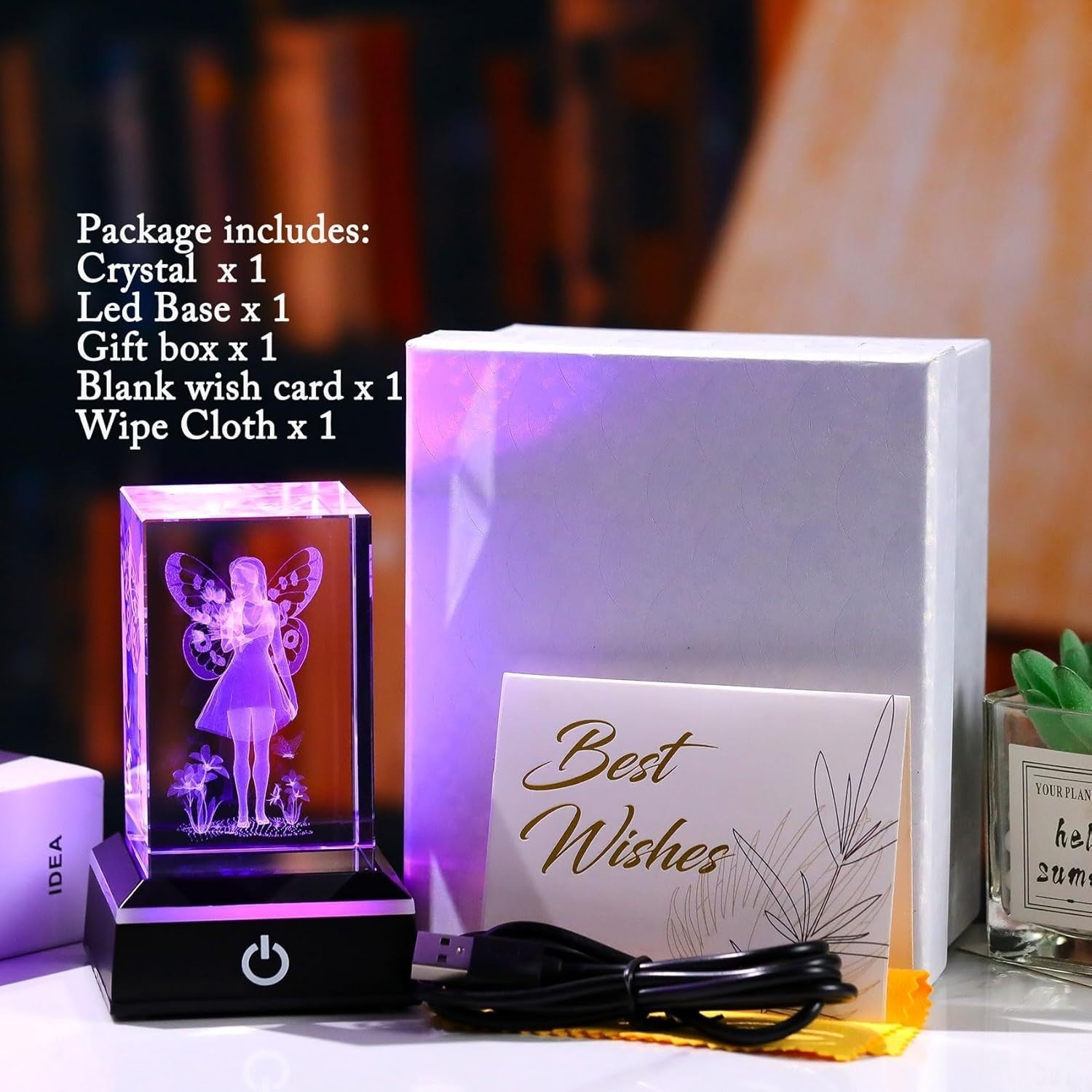 3D Crystal Fairy Ornament LED Light • Enchanted Glass Gift for Women & Girls