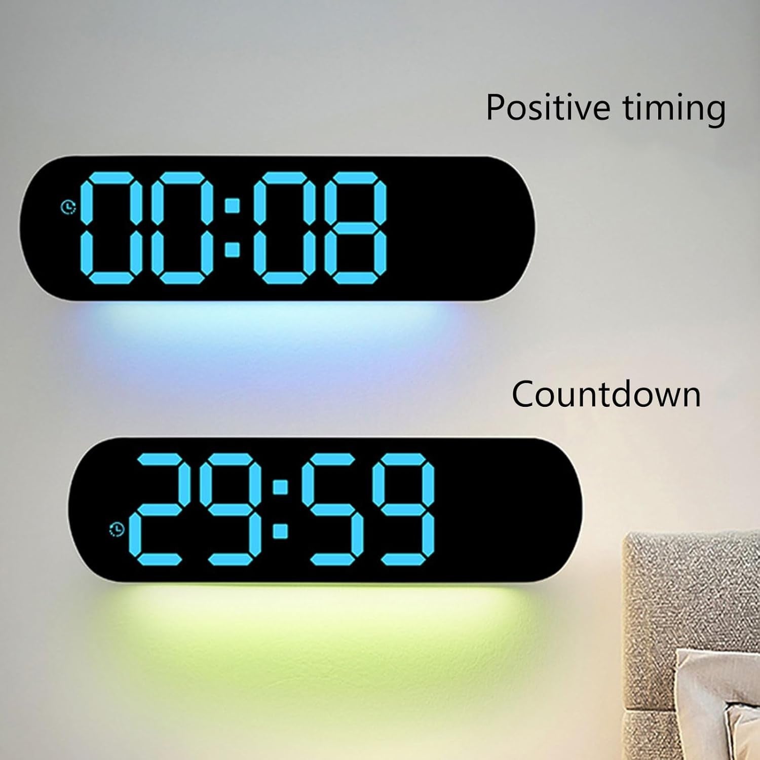 Vibrating Digital Alarm Clock LED Display Flashing Alert for Heavy Sleepers