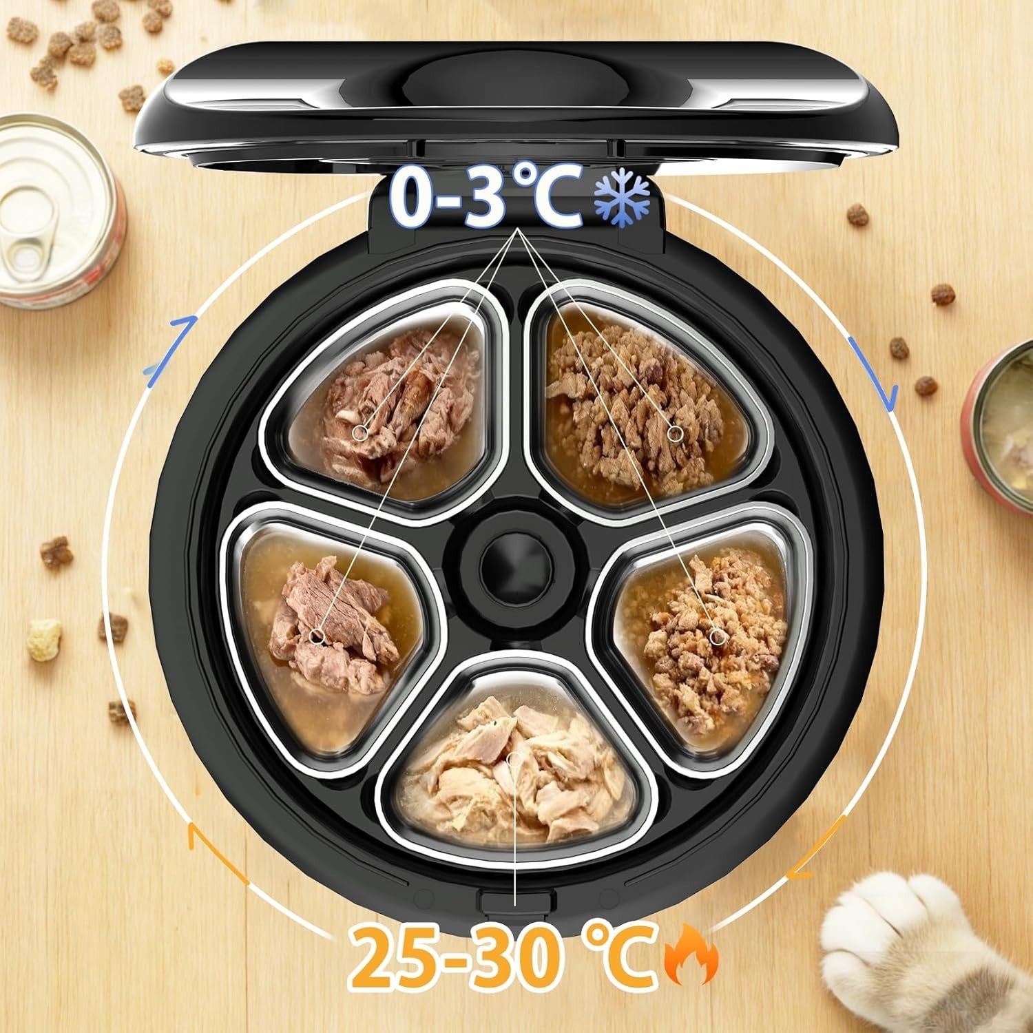 Smart Wet Food Cat Feeder Camera App Control Refrigerated 5 Meal Timer