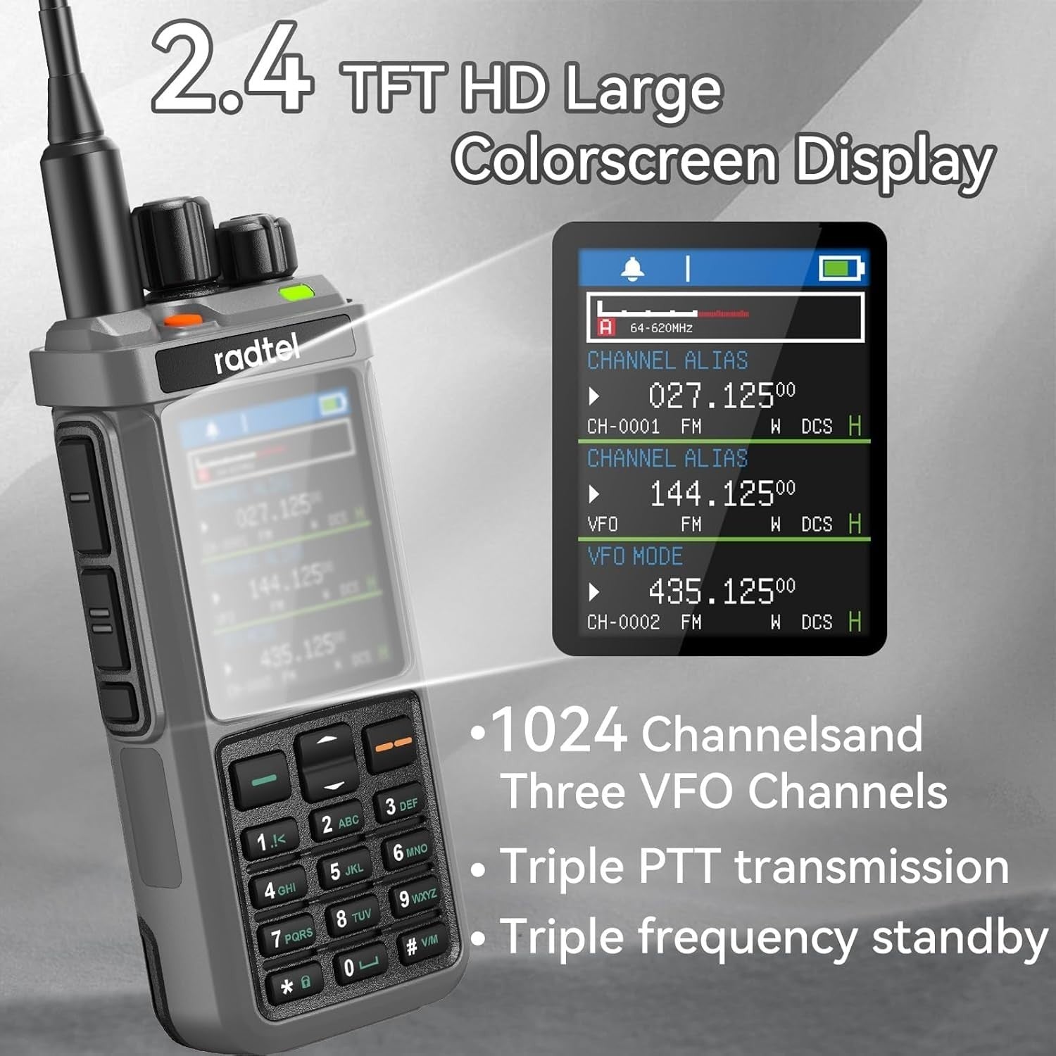 10W GPS APRS Ham Radio 1024CH Cross Band Repeater Colour Display