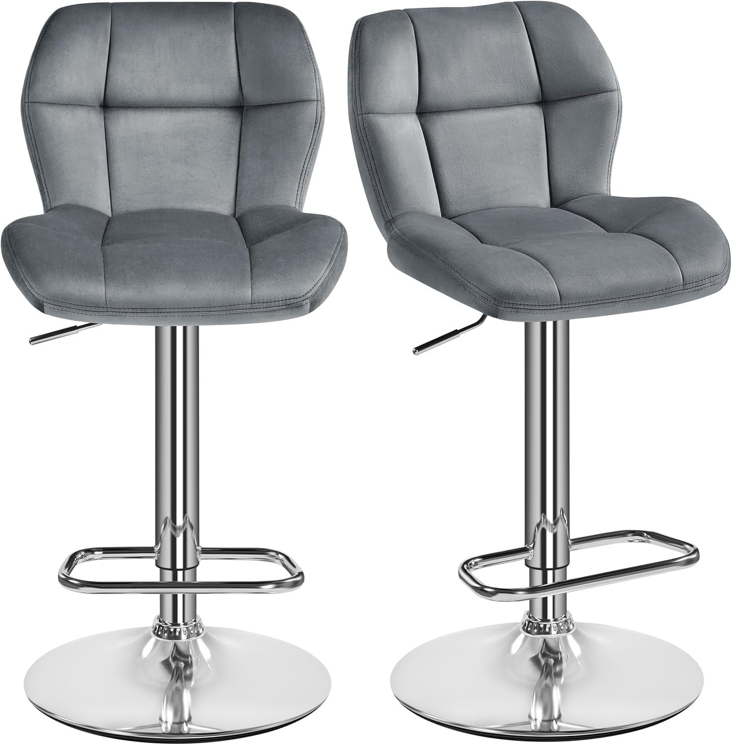 Swivel Adjustable Bar Stools Set of 2 PU Leather Counter Chairs