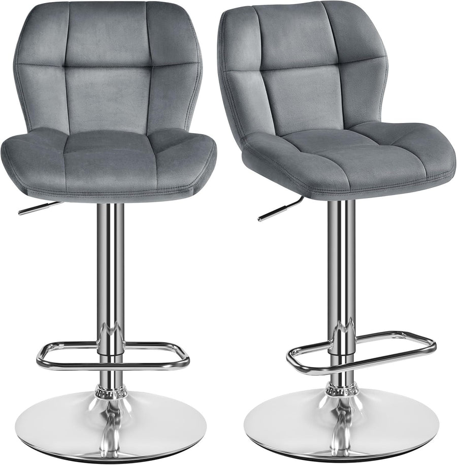 Swivel Adjustable Bar Stools Set of 2 PU Leather Counter Chairs