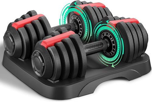 12.5kg Adjustable Dumbbell Set Pair 5-in-1 Quick Dial Non-Slip Home Gym
