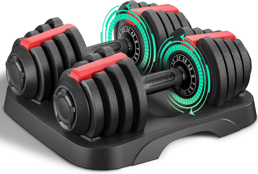 12.5kg Adjustable Dumbbell Set Pair 5-in-1 Quick Dial Non-Slip Home Gym