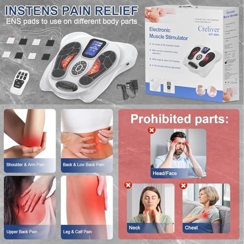 EMS TENS Foot Massager for Pain Circulation 15 Modes 99 Intensity Levels