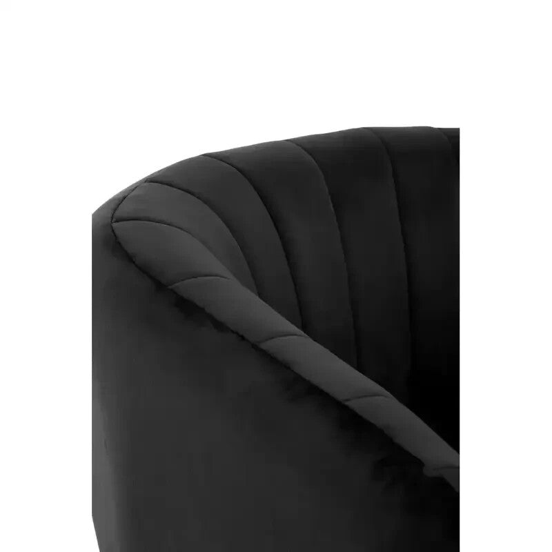 Black Velvet Accent Chair – Gold Legs, Tufted Armchair, Modern Elegance