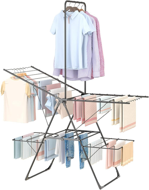 Winged Clothes Airer with High Hanger Foldable Stainless Steel Drying Rack