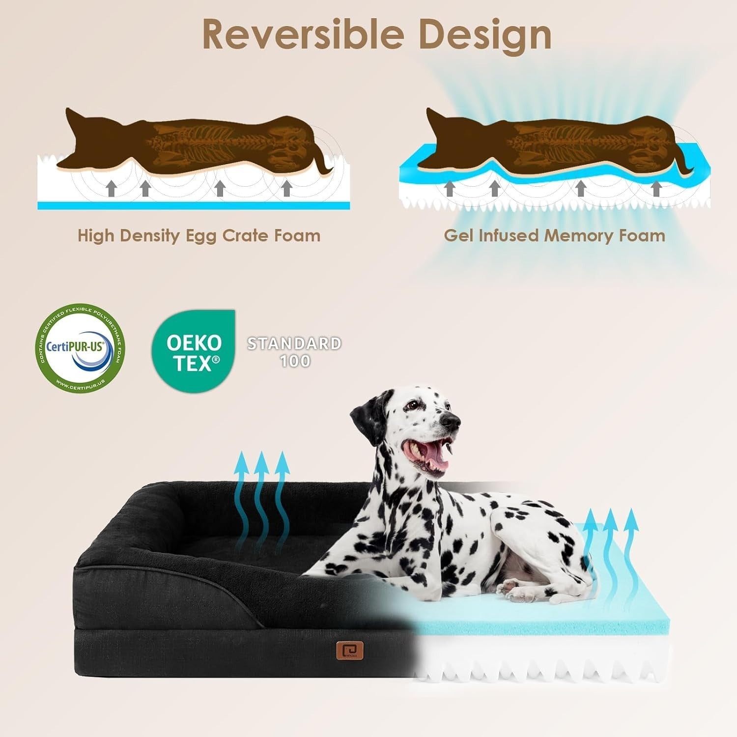 XL Waterproof Orthopedic Dog Sofa Bed Memory Foam 104x68x19cm