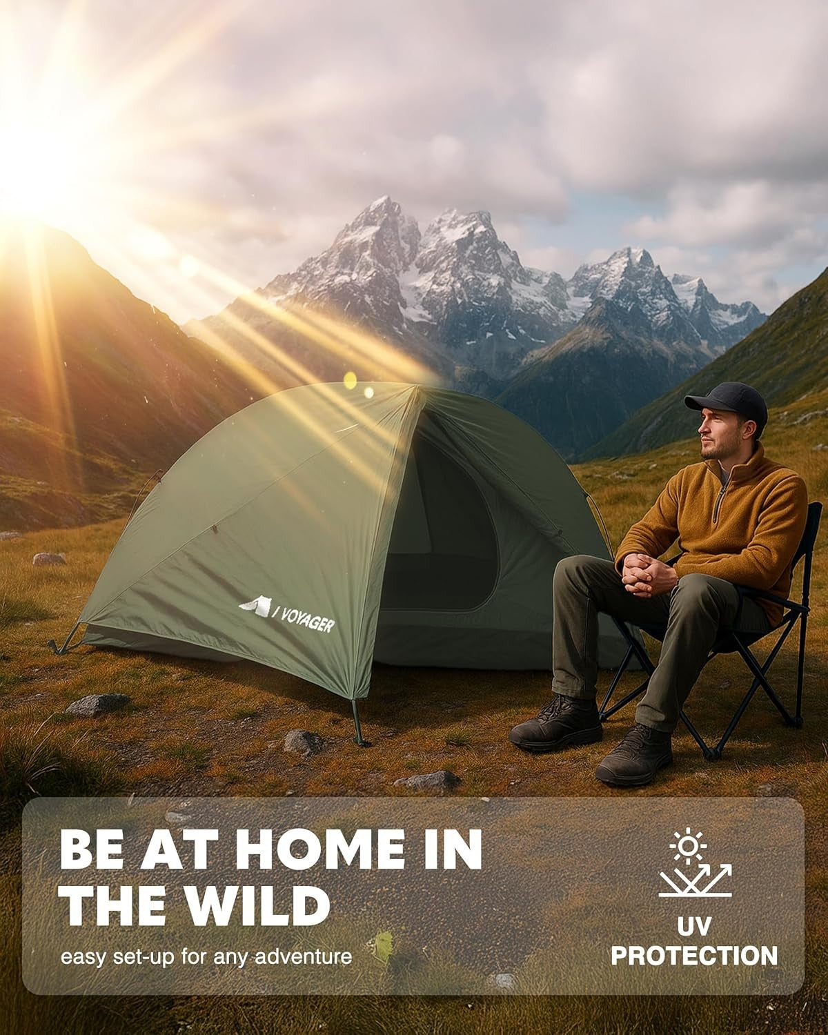 2 Man Dome Camping Tent Waterproof Lightweight Hiking