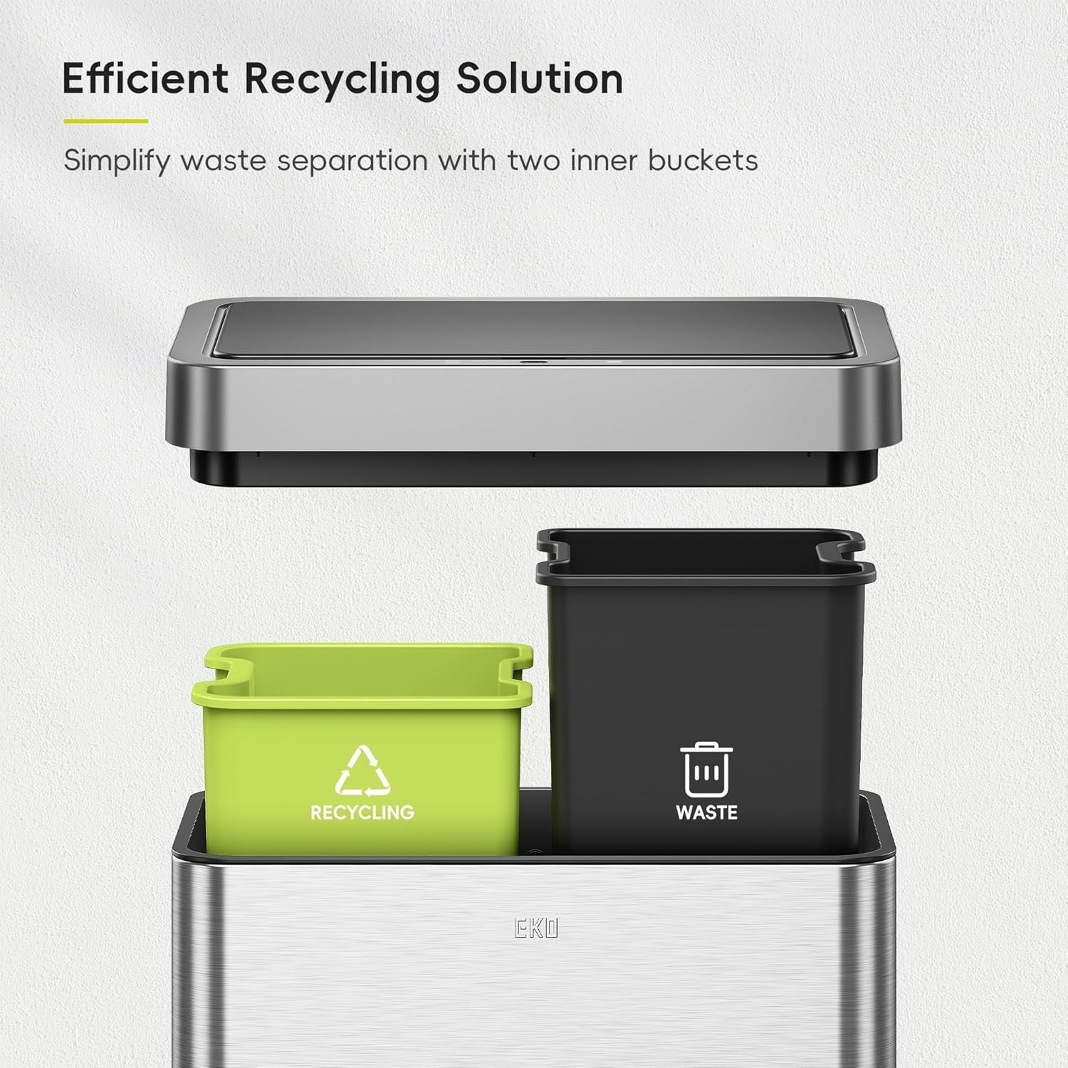 40L Double Recycling Sensor Bin Brushed Steel