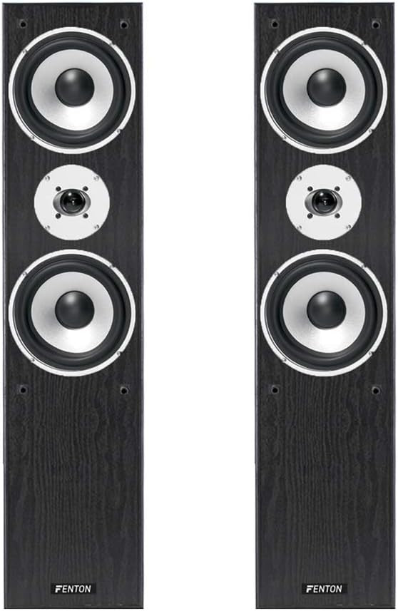 350W Floor Standing HiFi Tower Speakers Dual 6.5" Bass Reflex Wood Black Pair