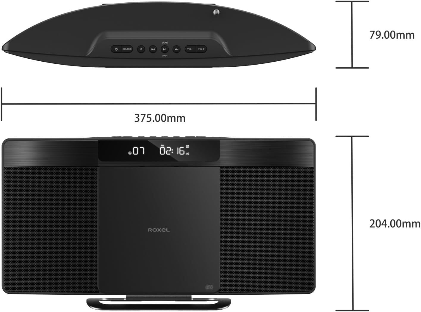 Compact HiFi System CD Player FM Radio Bluetooth USB AUX Remote