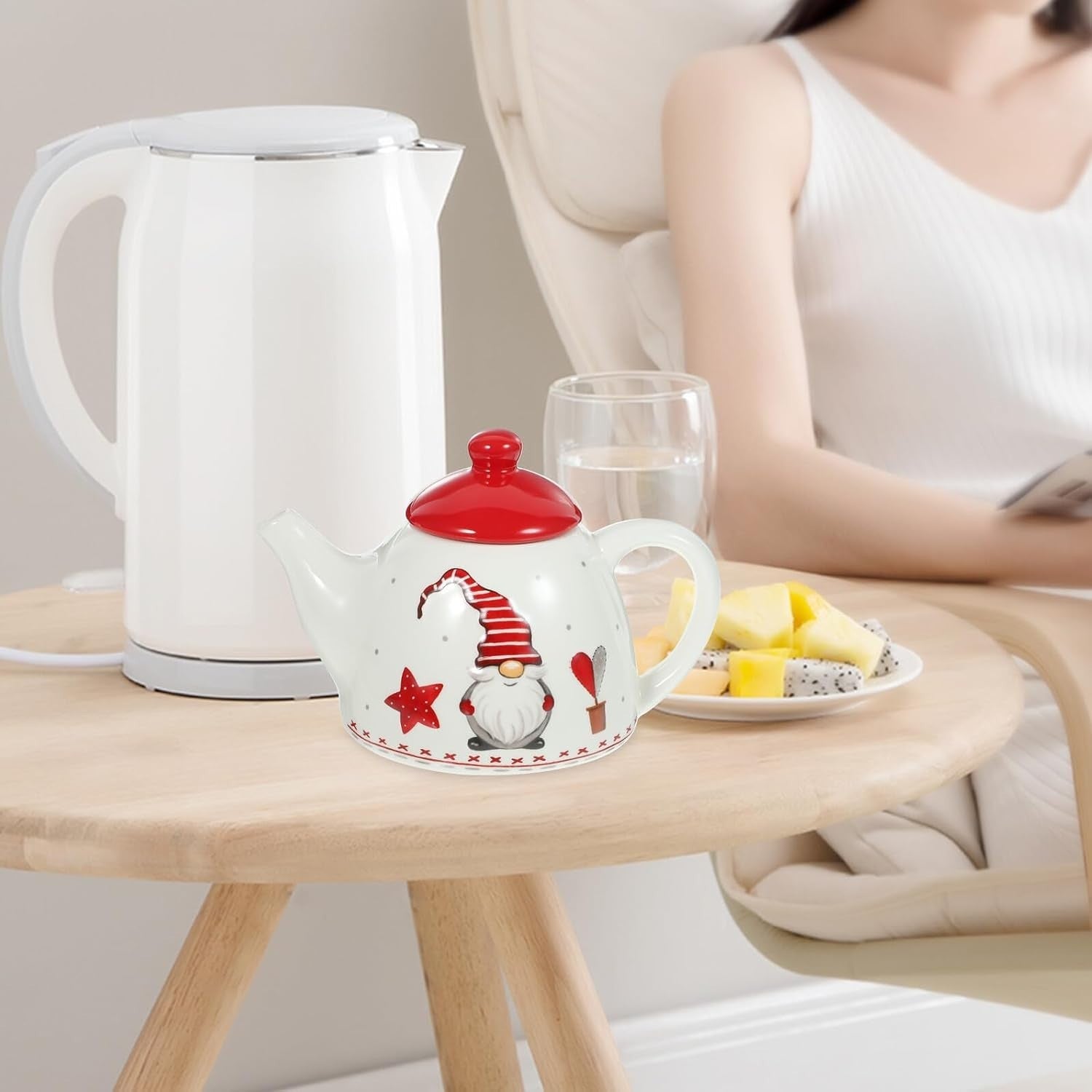 Christmas Santa Ceramic Teapot Nordic Embossed Tea Pot Xmas Decor