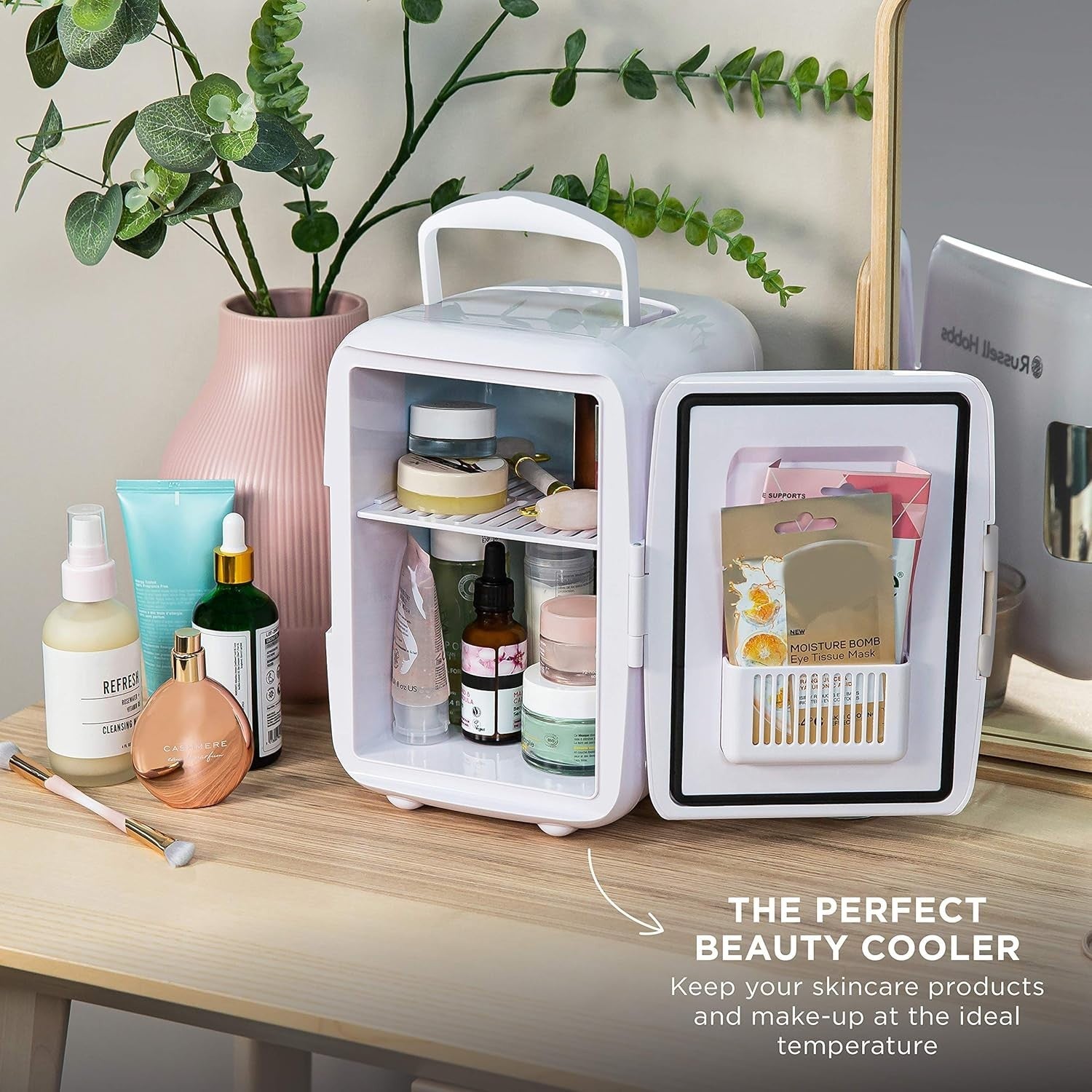 Portable 4L Mini Cooler & Warmer Retro Style for Office Bedroom Car White