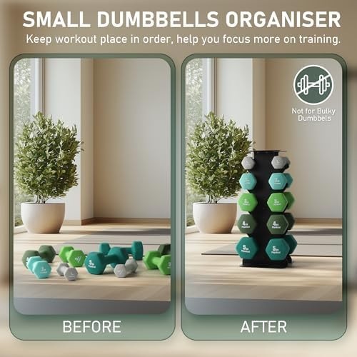 Mini 5-Tier Dumbbell Rack Steel Stand, 0.5–7kg Neoprene Home Gym