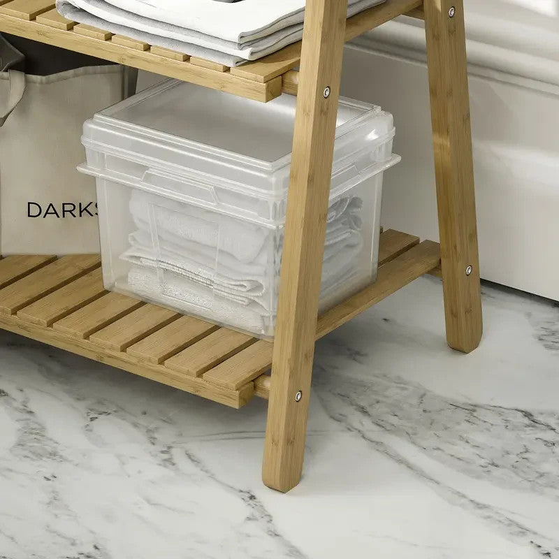 Bamboo Bathroom Shelf Rack Ladder Unit Towel Bars Storage Stand 3 Tier