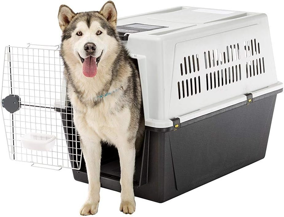 Large Dog Travel Kennel 101x68.5x75.5cm Durable Lockable Plastic Crate