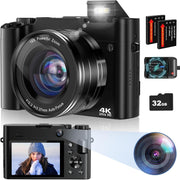 4K 64MP Digital Camera Autofocus Vlogging Selfie Camera 32GB Zoom Kit