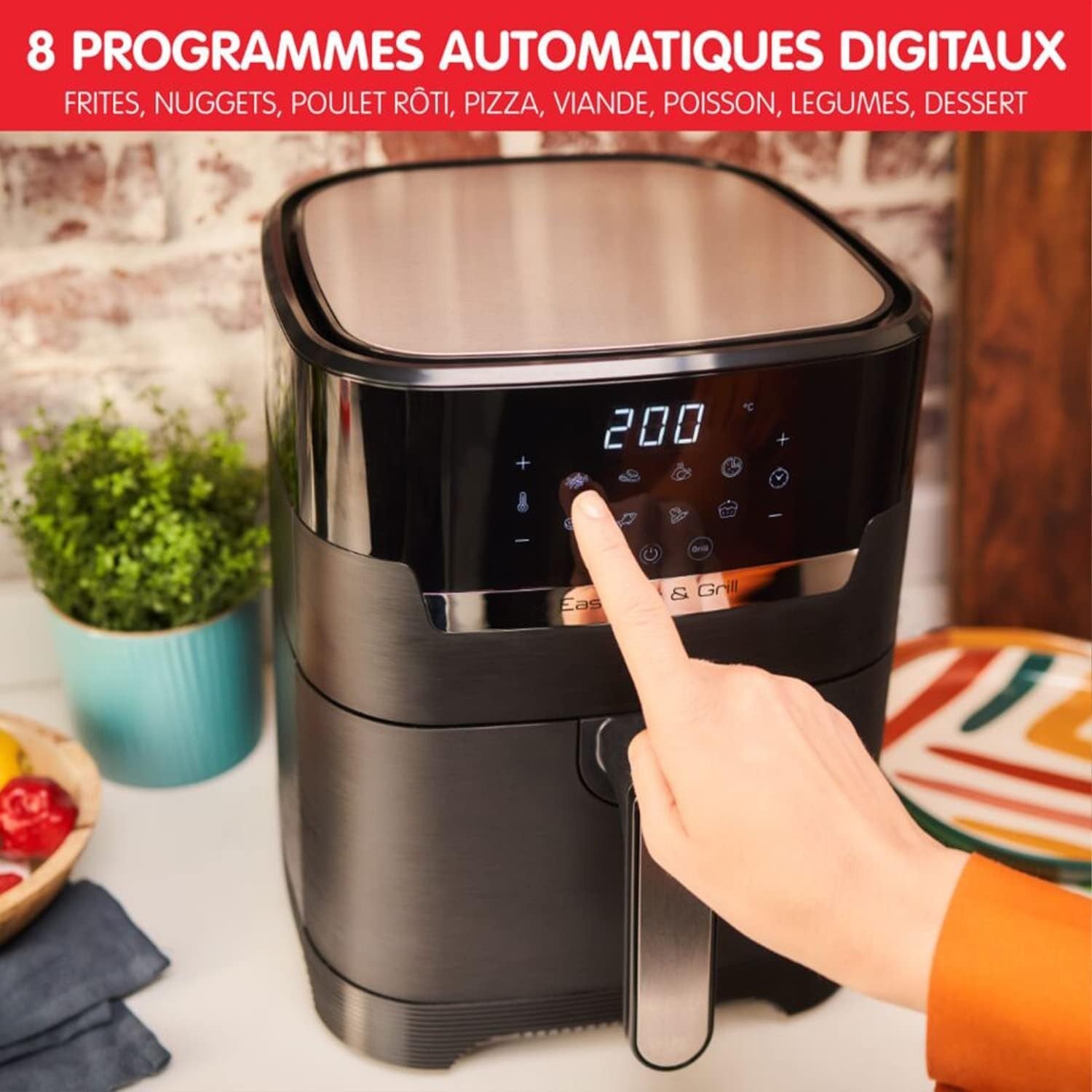 XL Air Fryer Grill 2 in 1 4.2L Digital 8 Programs Oil Free