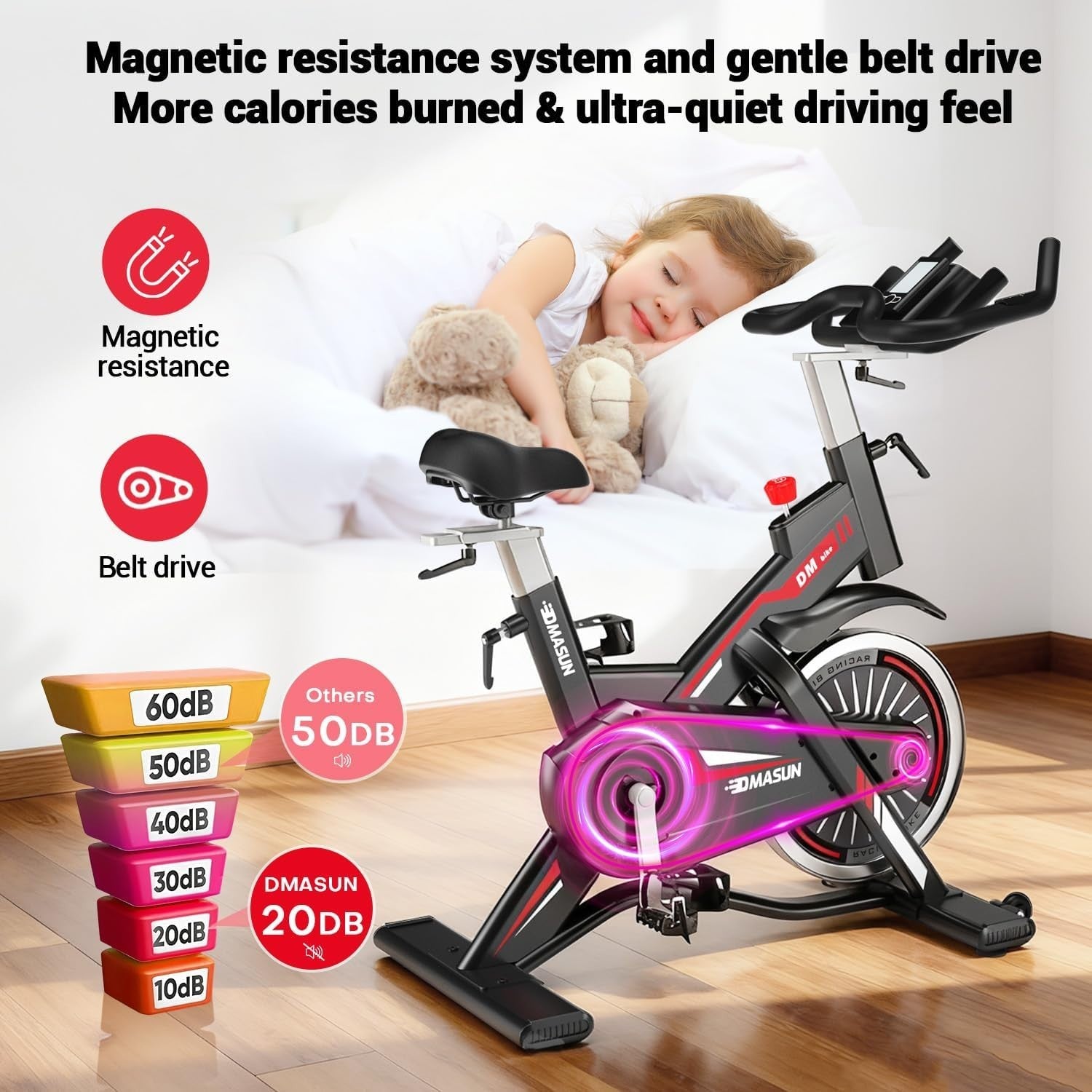 Quiet Magnetic Pro Spin Bike w/ LCD, Tablet Holder, 15kg Flywheel & 400lb Cap