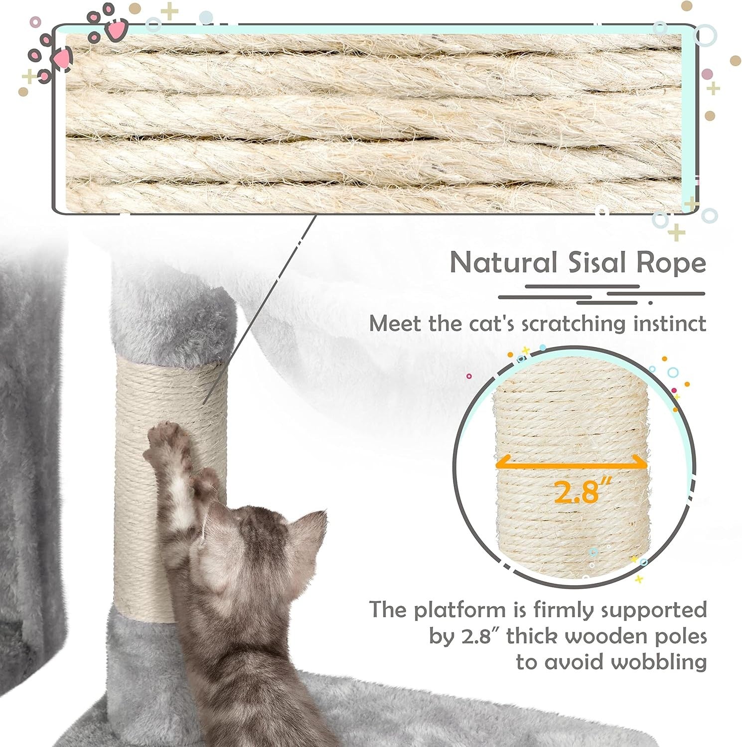 Cat Tree Tower 96cm With Large Perch Condo Scratching Posts Indoor