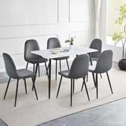 6 Grey Velvet Chairs 120cm Marble Dining Table Set Modern Kitchen Home