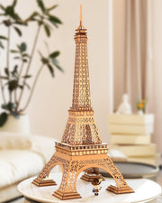 3D Wooden Eiffel Tower Puzzle Model Kit - Large DIY Decorative Build