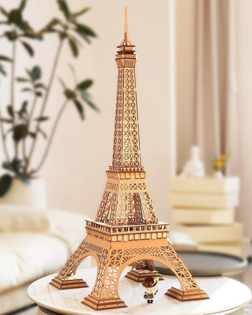 3D Wooden Eiffel Tower Puzzle Model Kit - Large DIY Decorative Build