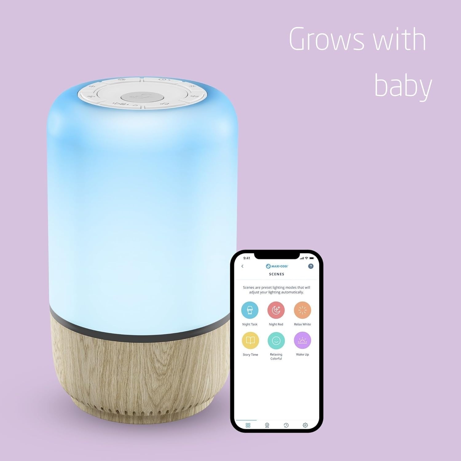 Smart Baby Night Light & White Noise Machine with Lullabies & App