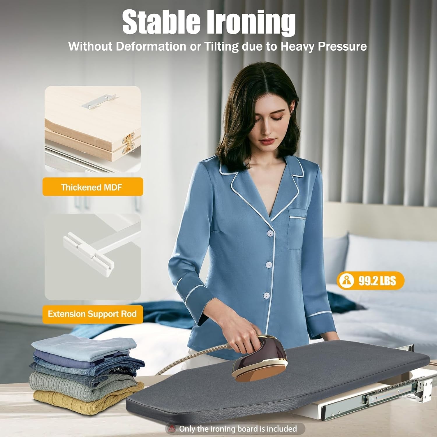 Pull Out Sliding Ironing Board 180° Rotating Fold Away Drawer Mount